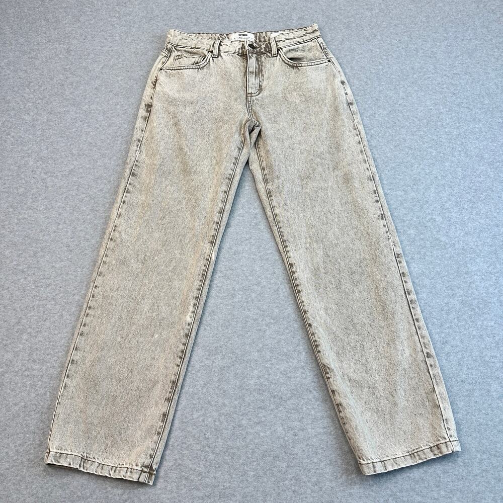 Cotton On Jeans SZ 6 Tan Brown Acid Wash Denim Low Rise Straight Button 5-Pocket